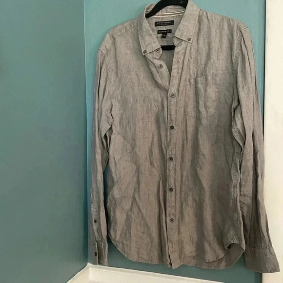 Banana Republic men’s 100% linen button down shirt - gray- medium - Camden fit - Picture 1 of 5